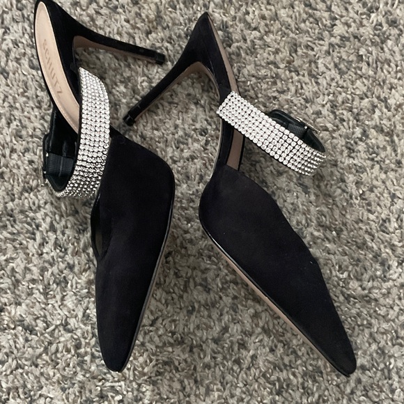 Schutz Black Heels with Sparkling Strap - Picture 4 of 10